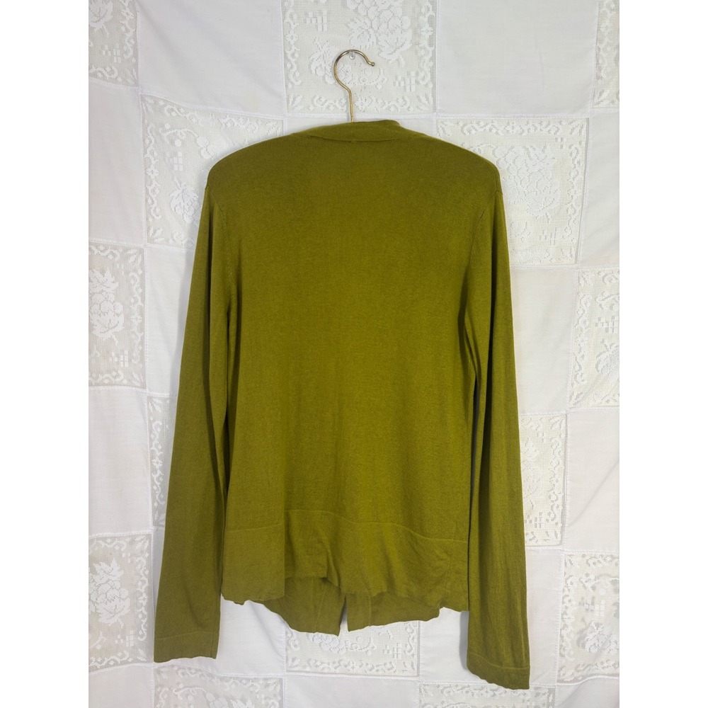 Silk Cashmere Blend Chartreuse Green‎ Boho Chic Button Front Cardigan Size L - Picture 11 of 14